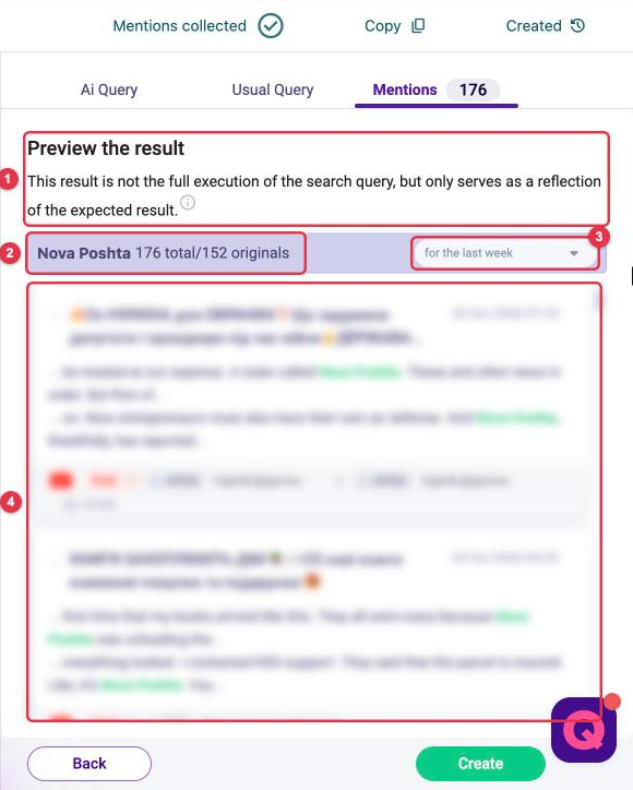 Preview of mentions for the new keyword