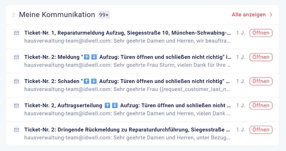 Bereich Meine Kommunikation