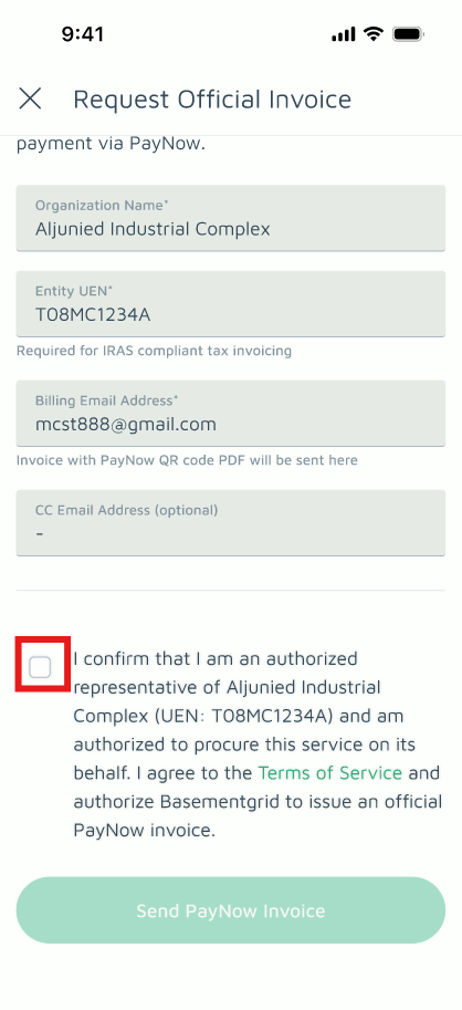 Basementgrid Request Official Receipt Page